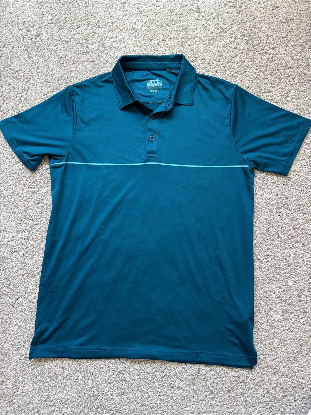 GARB Teal Polo with Thin Contrast Stripe